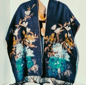 Lord & Taylor Women's Blue Blanket Wrap Acrylic Scarf